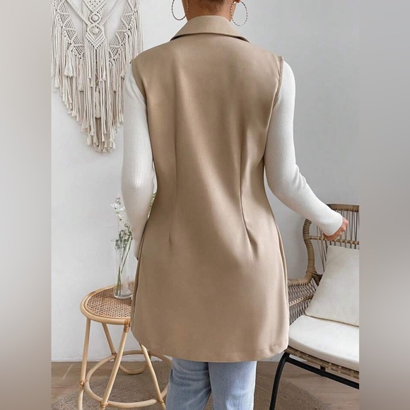 NWOT Women’s 8/10 Tan Open Front Sleeveless Cardigan Vest - Fits Sz M/L - Picture 2 of 11